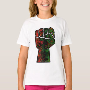 Camiseta orgulho negro punho vermelho verde bandeira pan-af