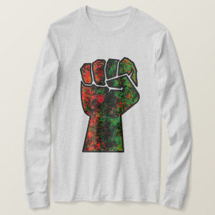 Camiseta orgulho negro punho vermelho verde bandeira pan-af