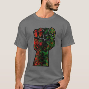Camiseta orgulho negro punho vermelho verde bandeira pan-af