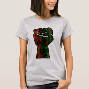 Camiseta orgulho negro vermelho punho verde pano-africano