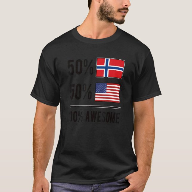 Camiseta Orgulho Norueguês - Bandeira Americana Noruega Usa (Frente)