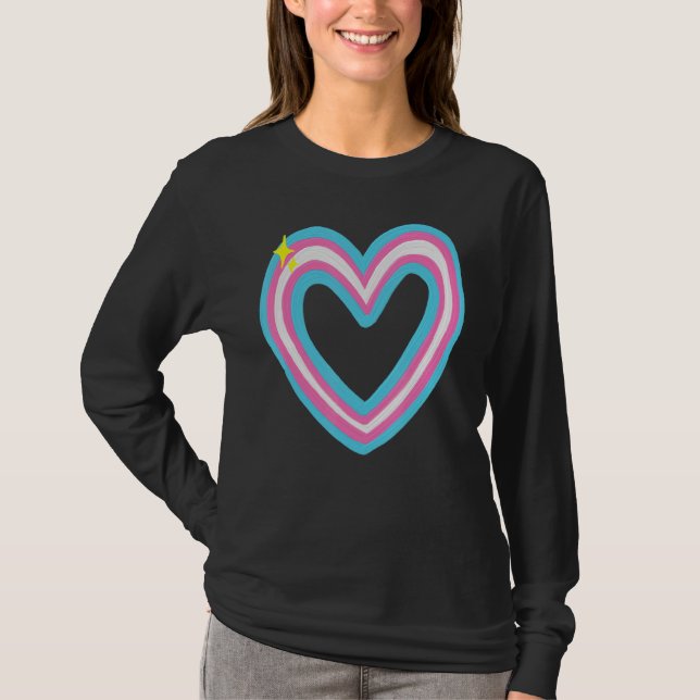 Camiseta Orgulho Painterino Sinal de Onda Transgênero Primo (Frente)