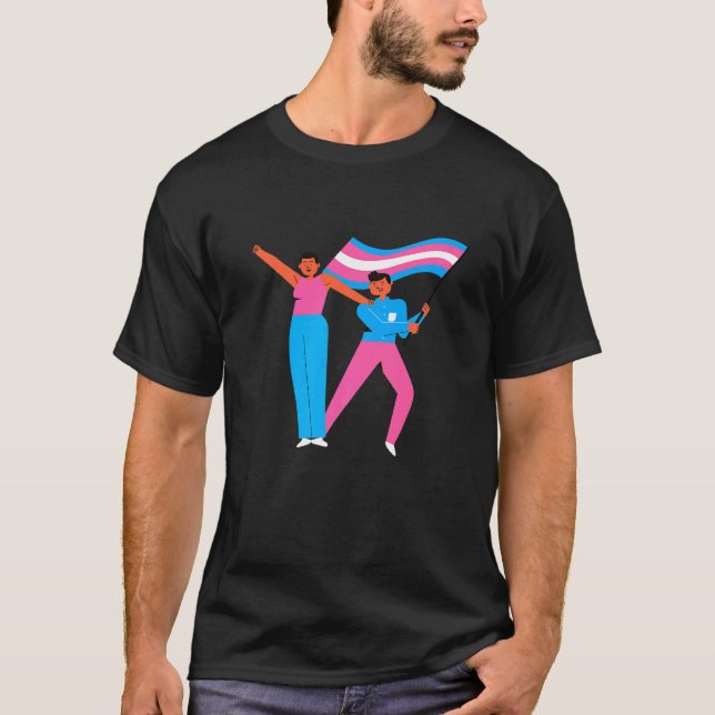 Camiseta Orgulho Painterino Sinal de Onda Transgênero Primo (Frente)