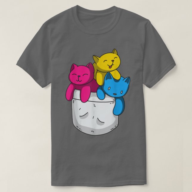 Camiseta Orgulho Panseual Funny Kawaii Kitty Cat Pocket Pri (Frente do Design)