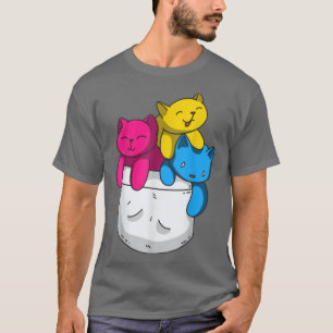 Camiseta Orgulho Panseual Funny Kawaii Kitty Cat Pocket Pri