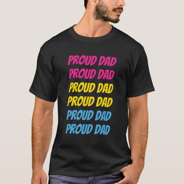 Camiseta Orgulho Pansexual LGBTQ Orgulhoso Pai Texto Repeti (Frente)