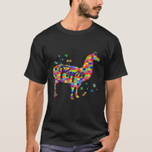 Camiseta Orgulho Papa Llama Autismo Consciência Feliz Pais
