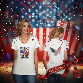 Camiseta Orgulho Patriótico de Veterana Feminina Personaliz