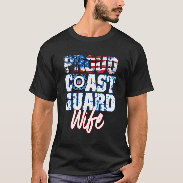Camiseta Orgulho Patriótico Esposa Guarda Costeira American (Frente)
