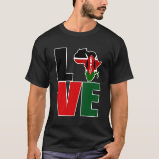 Camiseta Orgulho Queniano I Love Kenya Flag Map Africa T-Sh