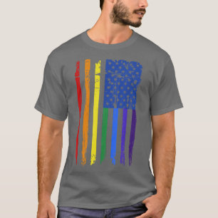 Camiseta Orgulho Rainbow American Flag Orgulho gay Mês
