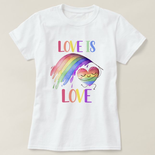 Camiseta Orgulho Rainbow Love T-Shirt (Frente do Design)