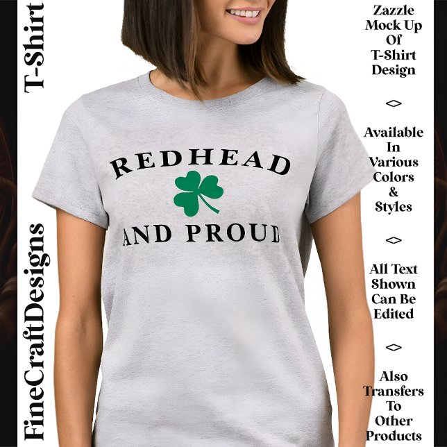 Camiseta Orgulho Redhead, Shamrock Irlandês, Personalizado, (Criador carregado)