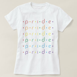 Camiseta Orgulho Repetido 6 Vezes Em Cores LGBT Arco-Íris