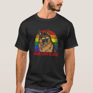 Camiseta Orgulho Retro LGBT Amor é Amor Cachorro Pastor Ale