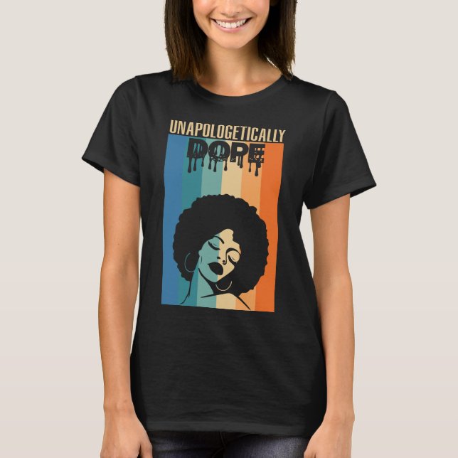 Camiseta Orgulho Retroativo da Mulher Afro sem desculpas (Frente)