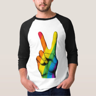 Camiseta Orgulho - Sinal de Mão de Paz Raglan Tee - Vista o