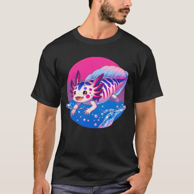 Camiseta Orgulho Sutil LGBT Bissexual Cute Kawaii Axolotl (Frente)
