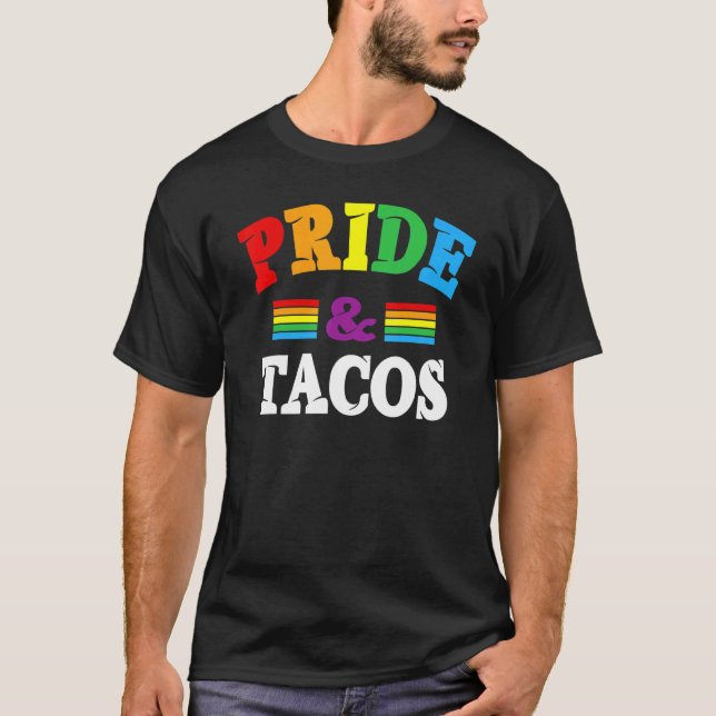 Camiseta Orgulho & Tacos Lgbt Lgbtq Orgulho gay Rainbow Fla (Frente)