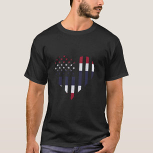 Camiseta Orgulho Tailandês Coração EUA Bandeira Tailandesa