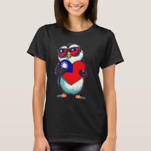 Camiseta Orgulho Taiwanês Raízes Taiwanesas Pinguim Bandeir
