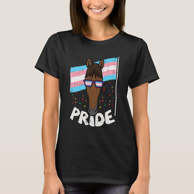 Camiseta Orgulho Transgênero dos Cavalos Óculos Solares Ban (Frente)