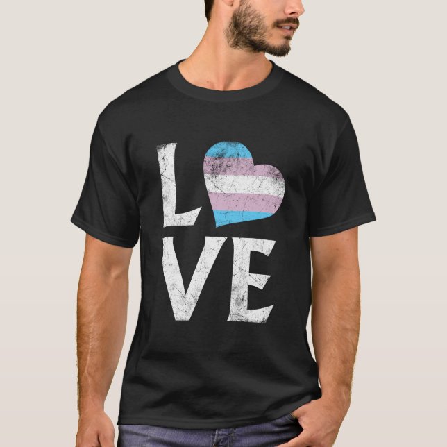 Camiseta Orgulho Transgênero Empilhado Amor (Frente)