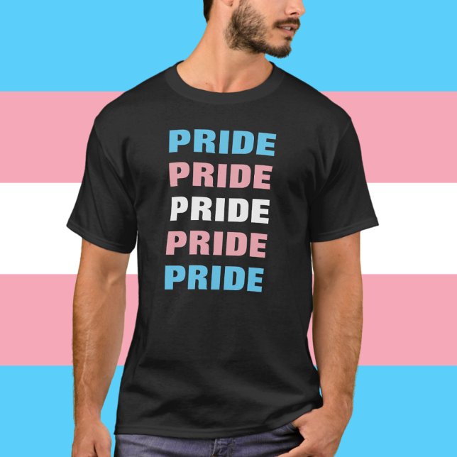 Camiseta Orgulho Transgênero LGBTQ Texto Repetido Personali (Criador carregado)