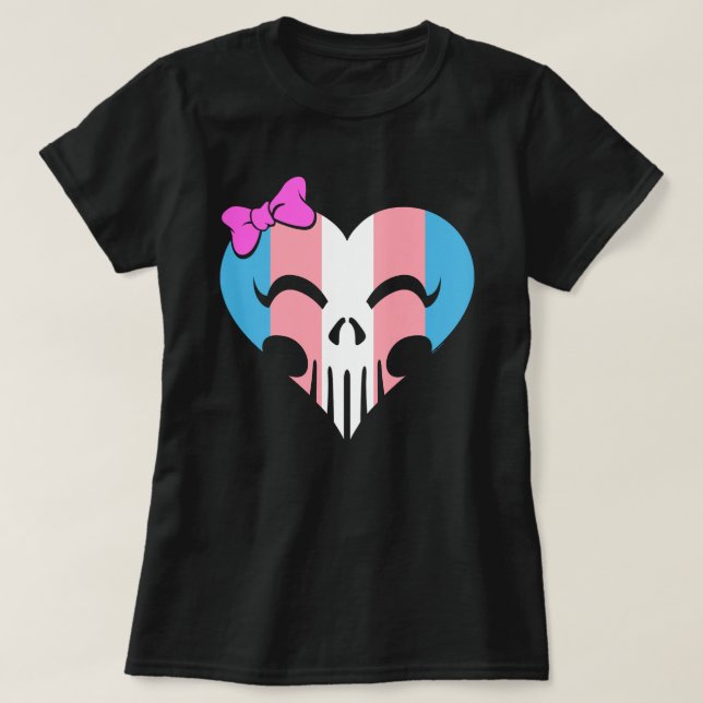 Camiseta Orgulho Transgênero Skully Mulheres (Frente do Design)