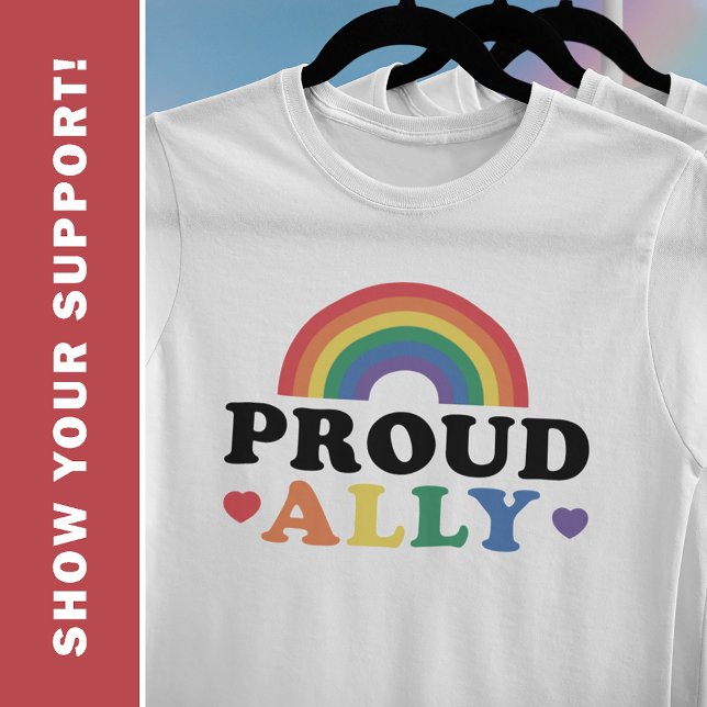 Camiseta Orgulhosa Ally Gay Rights Supporter, Unisex White (Criador carregado)