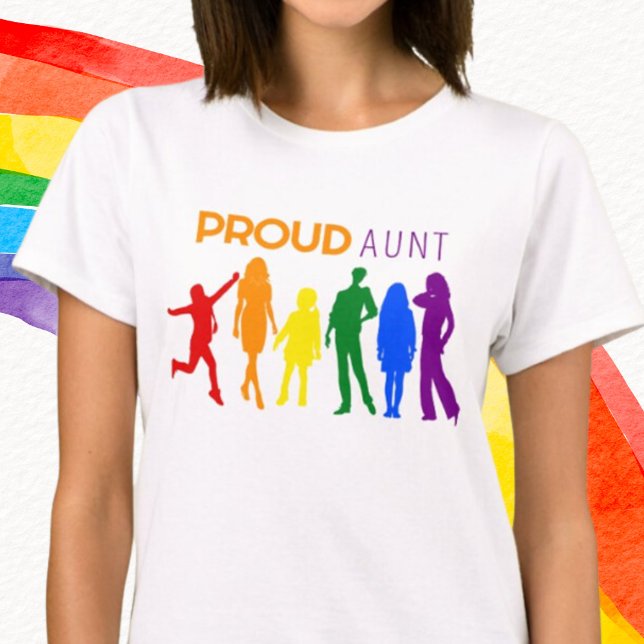 Camiseta Orgulhosa AUNT Orgulho gay feminina Silhouettes (Criador carregado)