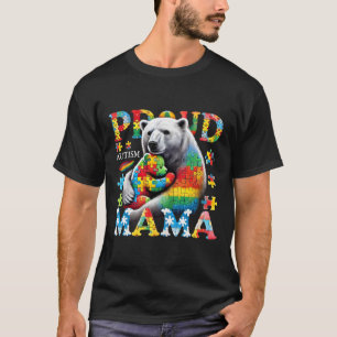 Camiseta Orgulhosa Autismo Mamãe Ursa Adora Autismo Família