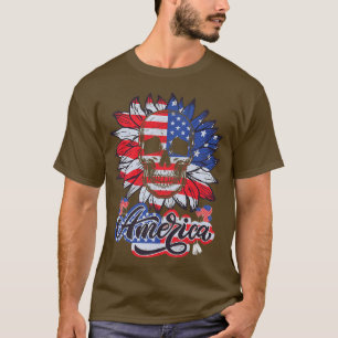 Camiseta Orgulhosa Bandeira Americana 4º De Juli Sunflower