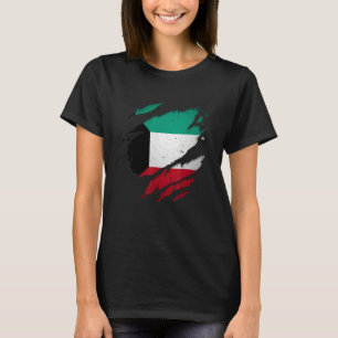 Camiseta Orgulhosa Bandeira do Kuwait Rasgada Kuwait Rasgad