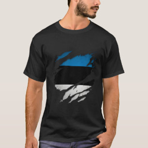 Camiseta Orgulhosa Bandeira Estoniana Rasgada Bandeira Estô