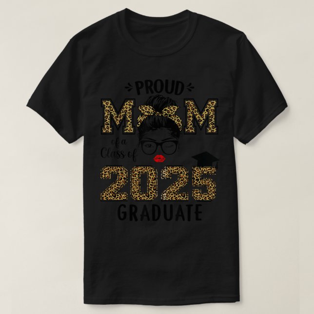 Camiseta Orgulhosa Classe Mãe De 2025 Mais velho Mãe Leopar (Frente do Design)