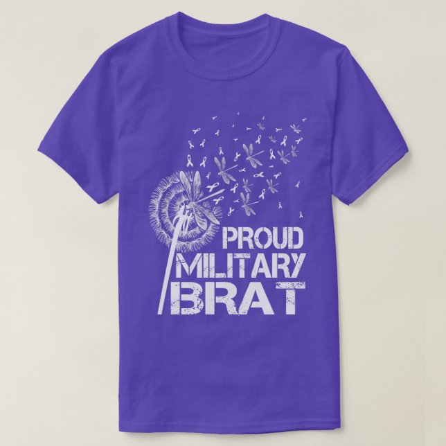 Camiseta Orgulhosa Criança Militar Brat Mês Roxo Para Cima (Frente do Design)