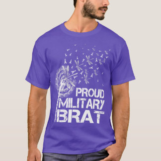 Camiseta Orgulhosa Criança Militar Brat Mês Roxo Para Cima