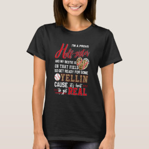 Camiseta Orgulhosa de beisebol meia-irmã beisebol família c