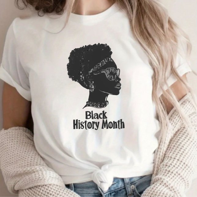 Camiseta Orgulhosa Esboço da Rapariga Afro História Negra M (Criador carregado)