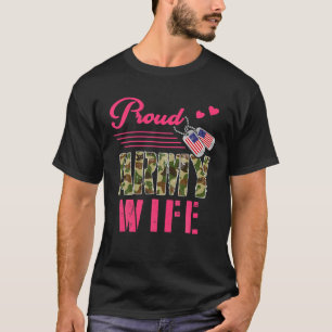 Camiseta Orgulhosa Esposa Namorada Militar Camo Dog Tag S