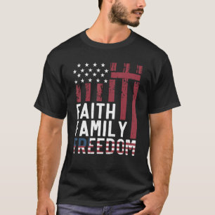 Camiseta Orgulhosa família de fé cristã patriótica 4 de jul