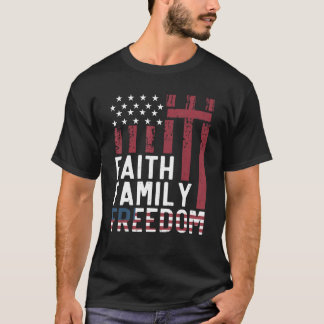 Camiseta Orgulhosa família de fé cristã patriótica 4 de jul
