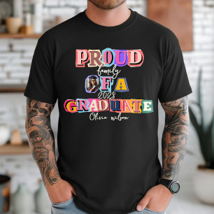 Camiseta Orgulhosa Família de um Graduado Foto Personalizad