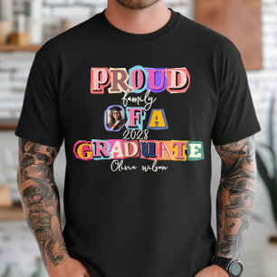 Camiseta Orgulhosa Família de um Graduado Foto Personalizad