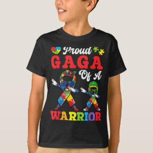 Camiseta Orgulhosa gaga de um guerreiro do autismo com laço