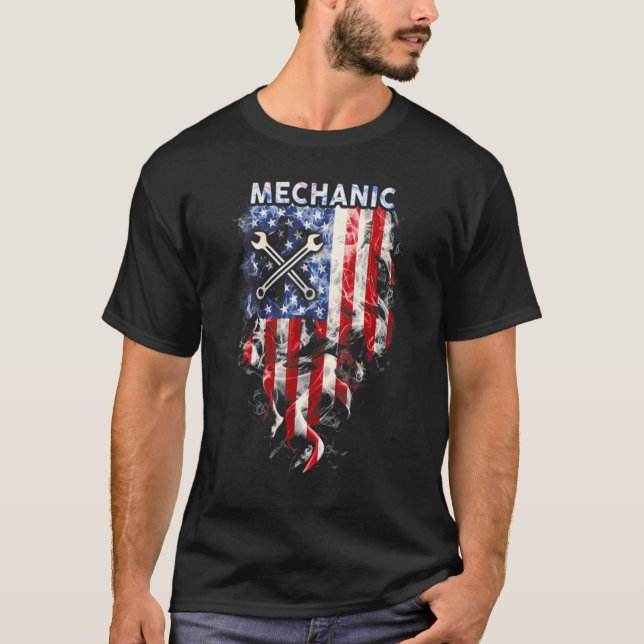 Camiseta Orgulhosa Independência Mecânica de Bandeiras Amer (Frente)