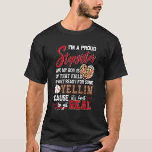 Camiseta Orgulhosa Irmã Postiça de Beisebol Família de Beis
