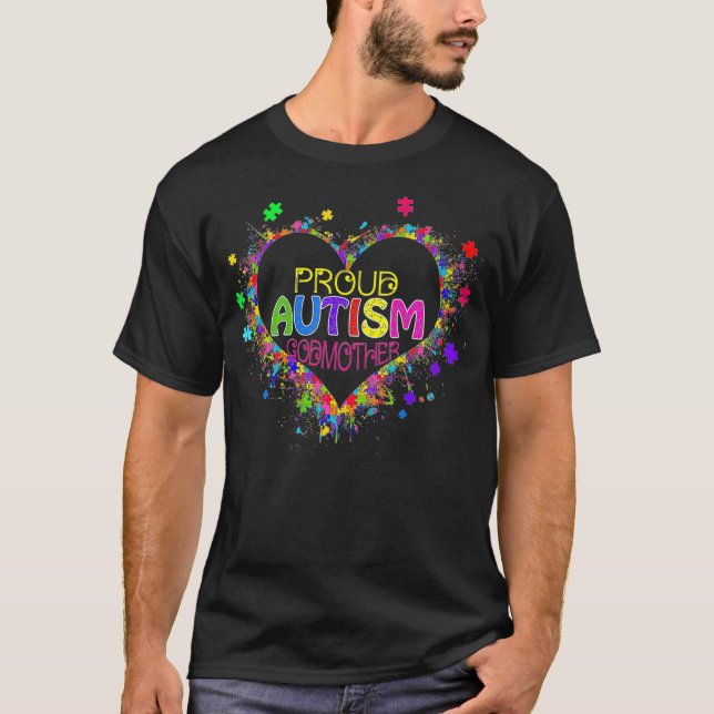 Camiseta Orgulhosa Madrinha Autismo Familiar de Consciencia (Frente)