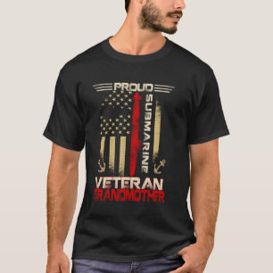 Camiseta Orgulhosa Madrinha Veterana de Submarino Bandeira